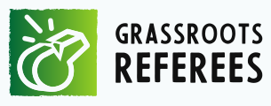 Grassroots Referee Logo - White whistle on a green background